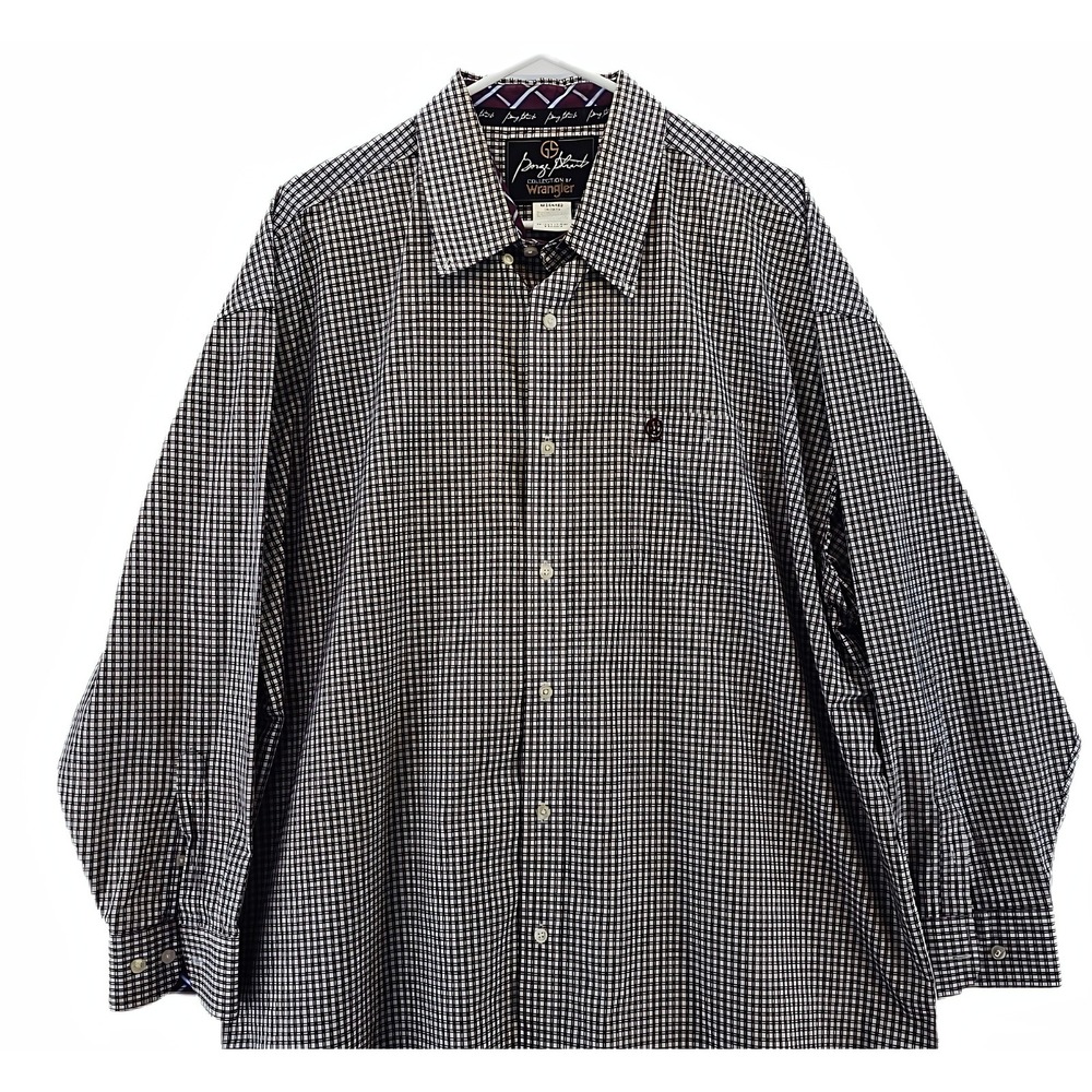 George Strait Wrangler Shirt Mens 3XL Brown Plaid Button Up Western Cowboy Rodeo